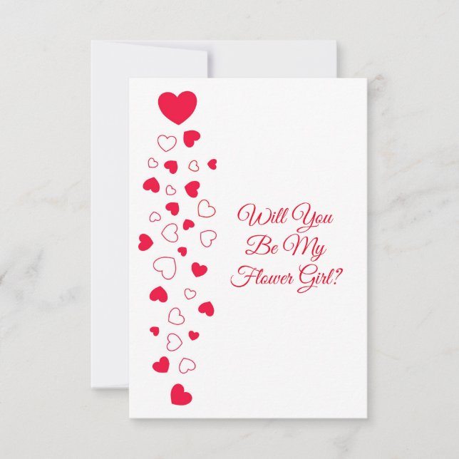 Red Hearts Valentines Day Flower Girl Wedding Invitation (Front)