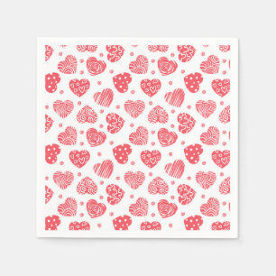 Red Hearts Valentine's day Love Napkins
