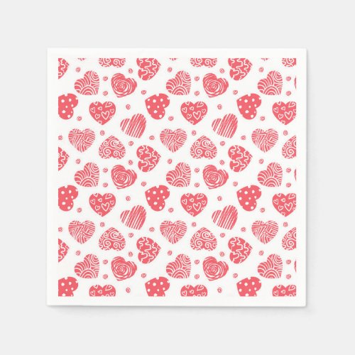 Red Hearts Valentines day Love Napkins