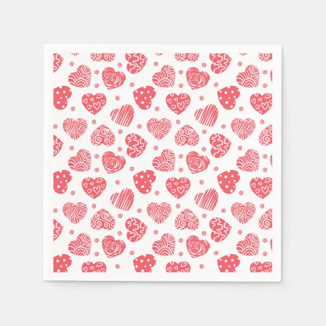 Red Hearts Valentine's day Love Napkins (Front)