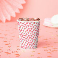 Red Hearts Valentines Day Love Paper Cups