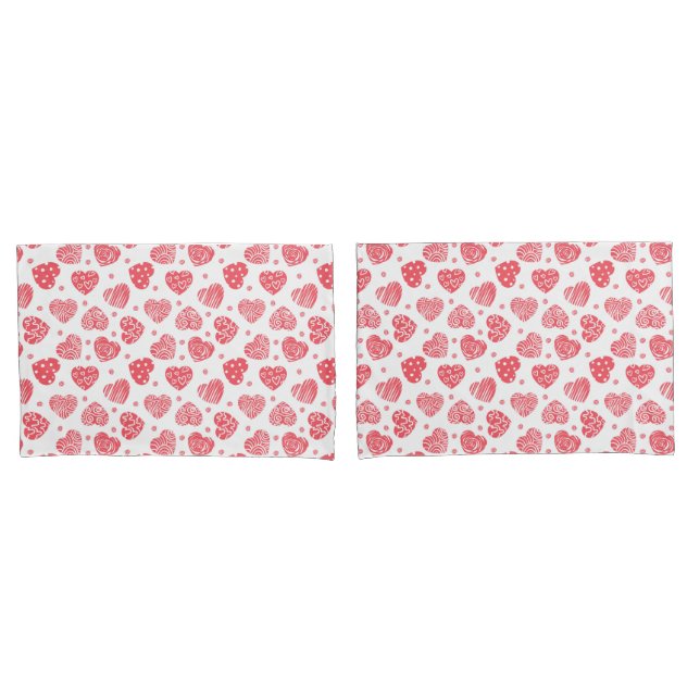 Red Hearts Valentines Day Love  Pillow Case (Front-Set)
