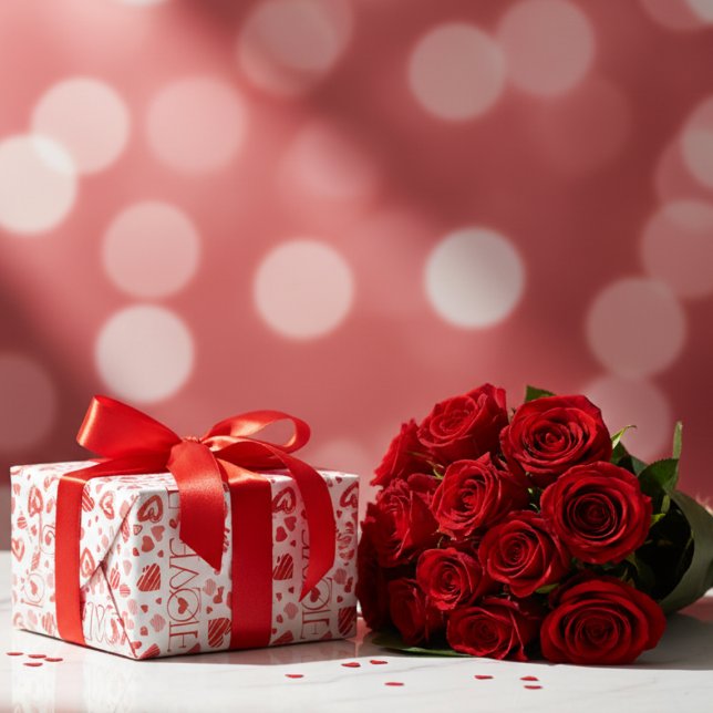 Red Hearts Valentine's Day Love Wrapping Paper (Creator Uploaded)