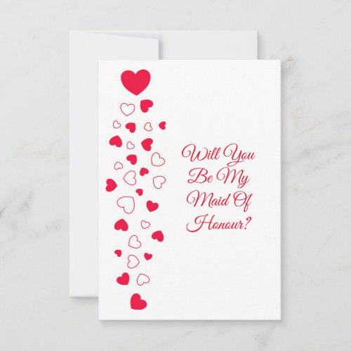 Red Hearts Valentines Day Maid Of Honour Wedding Invitation