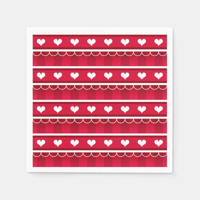 Red Hearts Valentine's Day Pattern Napkins (Front)