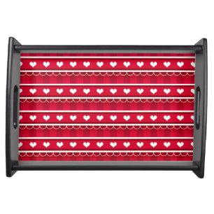 Red Hearts Valentine's Day Pattern Serving Tray
