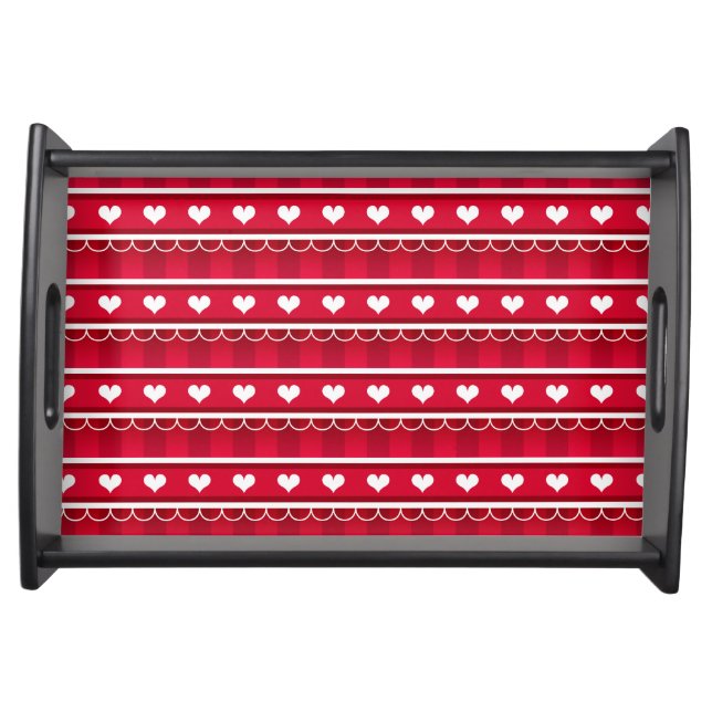 Red Hearts Valentine's Day Pattern Serving Tray (Front)