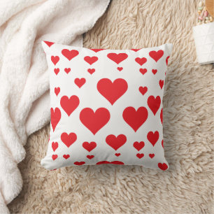 Red Hearts Valentines Day Pattern Throw Pillow