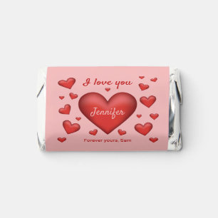 Red Hearts Valentine's Day & Personalized Text Hershey's Miniatures