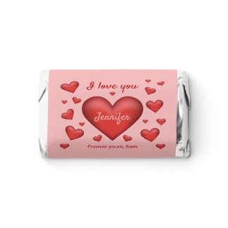 Red Hearts Valentine's Day &amp; Personalized Text Hershey's Miniatures