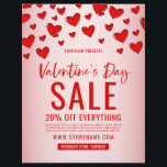 Red Hearts Valentine's Day Retail Sale Pink Flyer<br><div class="desc">Cute Abstract Red Hearts Pattern Pink Valentine's Day Sale Retail Marketing Advertisement Flyer.</div>