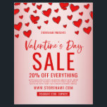 Red Hearts Valentine's Day Retail Sale Pink Flyer<br><div class="desc">Cute Abstract Red Hearts Pattern Pink Valentine's Day Sale Retail Marketing Advertisement Flyer.</div>