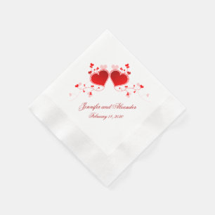 Red Hearts Valentines Day Wedding Napkins