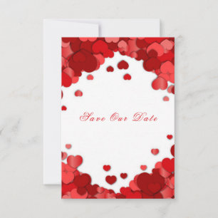 Red Hearts Valentine's Day Wedding Save The Date