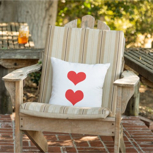 Red Hearts Valentines Day White Custom Color Gift Outdoor Pillow