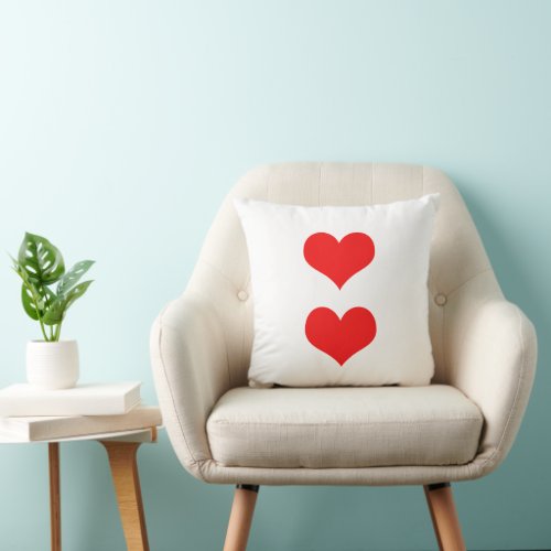 Red Hearts Valentines Day White Custom Color Gift Throw Pillow