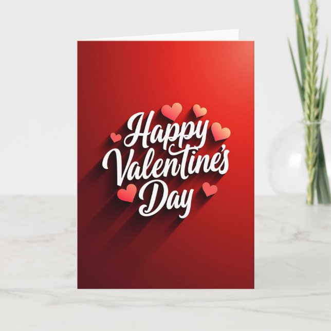 Red Hearts Valentines Greeting Card (Front)