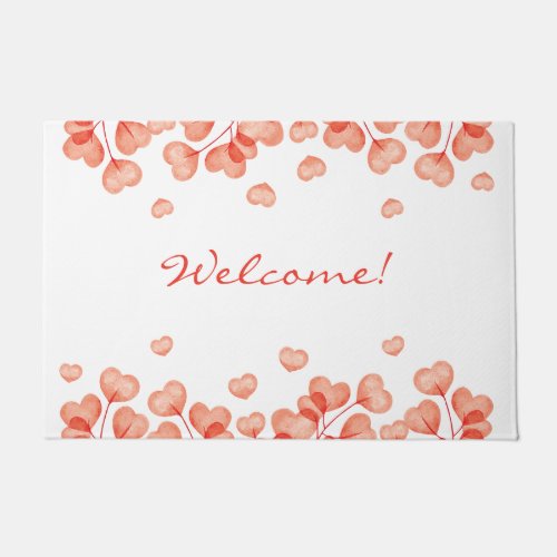 Red Hearts Valentines Welcome Doormat