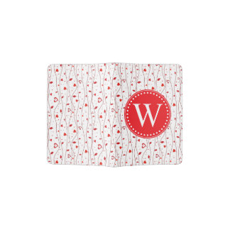 Red hearts vines passport holder