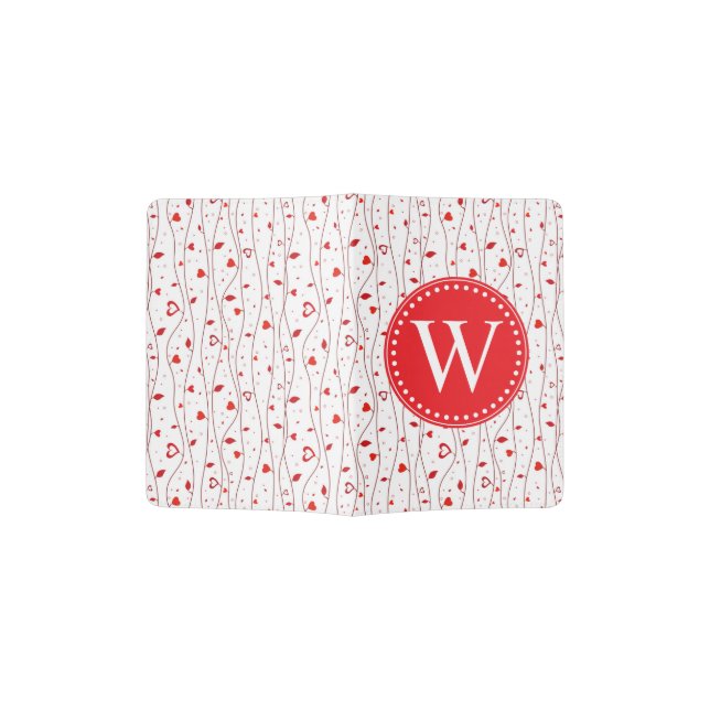 Red hearts vines passport holder (Opened)