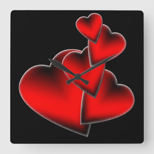 Red Hearts Wall Clock