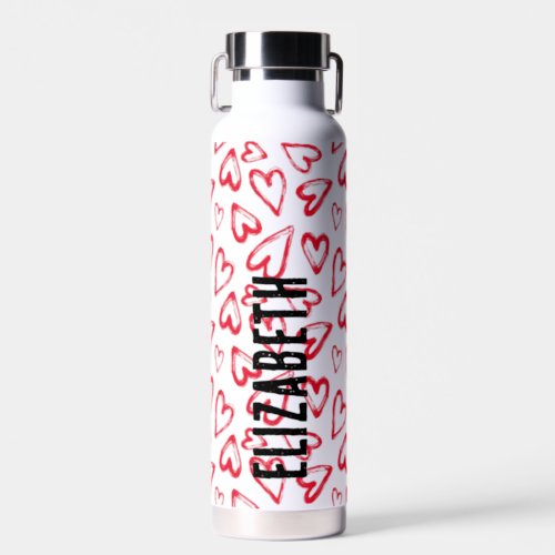 Red Hearts Water Bottle