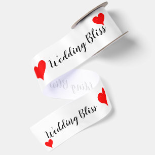 Red Hearts Wedding Bliss 3" Satin Ribbon