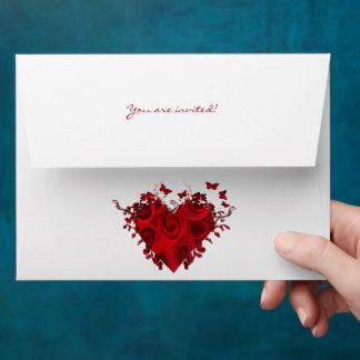 Red Hearts Wedding Envelopes