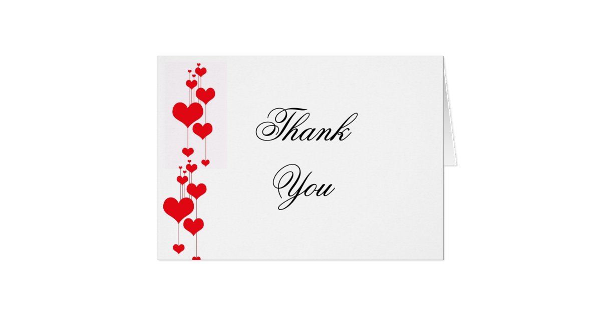 Red Hearts Wedding Thank You Notes | Zazzle