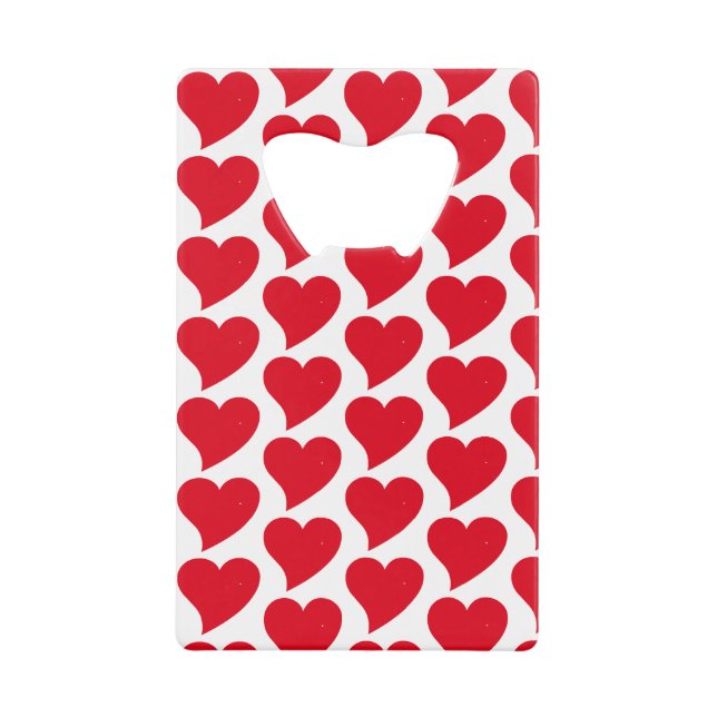 Red Hearts White Background Personalized Custom Credit Card Bottle Opener (Front)