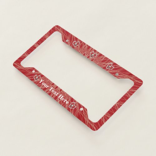 Red Hearts With Bones and Skulls on Spidery Lines License Plate Frame