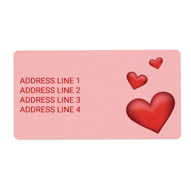 Red Hearts With Custom Text Label (Front)