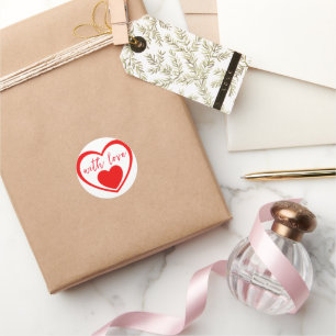 Red hearts with love classic round sticker