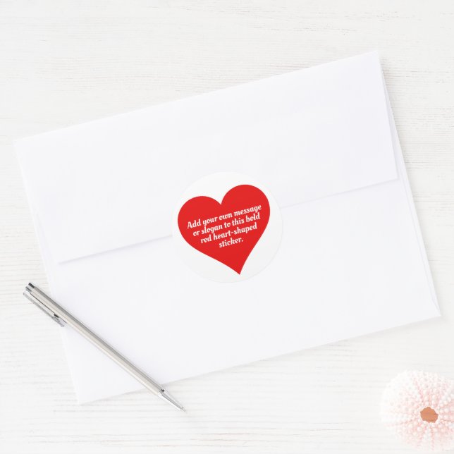 Red Hearts with Your Message Classic Round Sticker (Envelope)