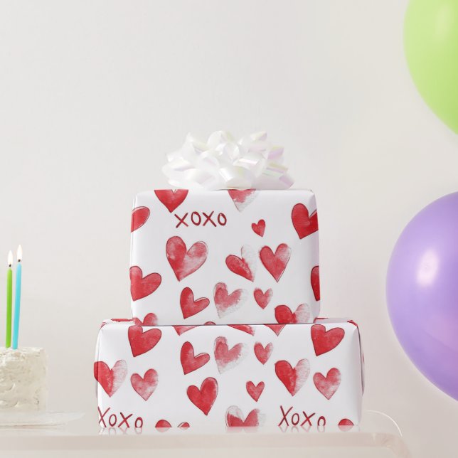 Red Hearts XOXO Valentine's Day Wrapping Paper (Party Gifts)