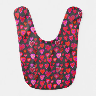 Red hearty design baby bib