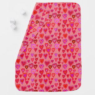 Red hearty design baby blanket