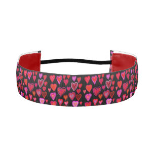 Red hearty design pen elastic hair tie athletic headband