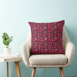 Red hearty design throw pillow