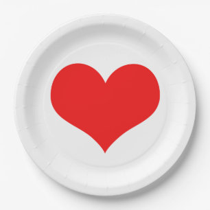 Red Heat Cute Weddings Birthdays Baby Shower White Paper Plates