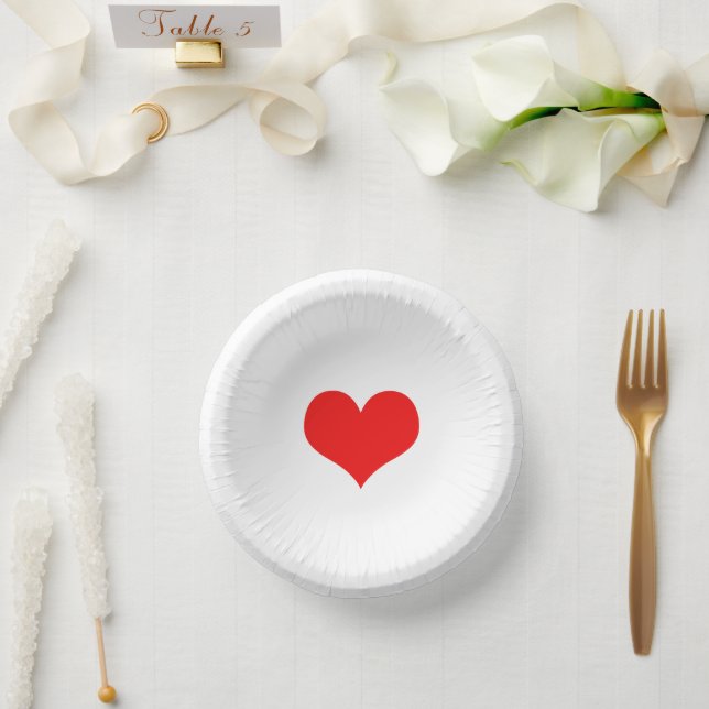Red Heat Weddings Birthdays Baby Shower White 2022 Paper Bowls (Wedding)