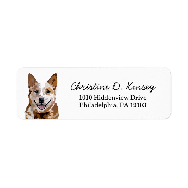 Red Heeler Cattle Dog Return Address Label (Front)