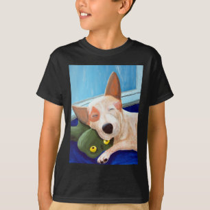Red Heeler Cuddling Frog Painting T-Shirt
