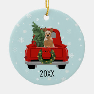 Red Heeler dog christmas holiday Ceramic Ornament