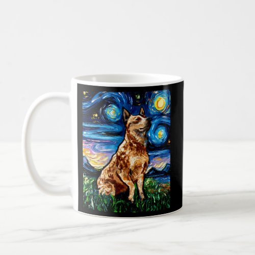 Red Heeler Starry Night Cattle Dog Colorful By Aja Coffee Mug