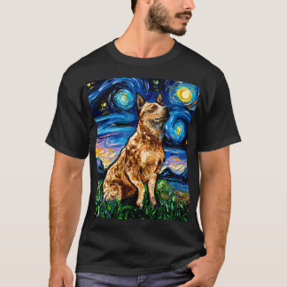 Red Heeler Starry Night Impressionist Cattle Dog A T-Shirt