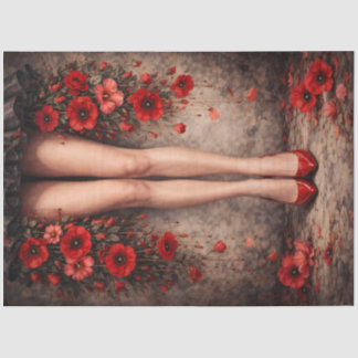 Red Heels and Poppies Decoupage Tissue Paper