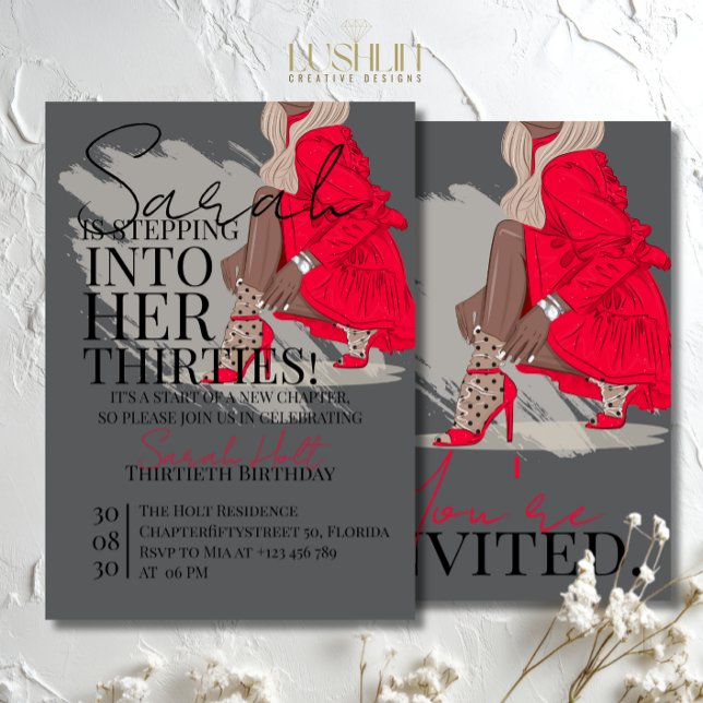 Red Heels & Dress Thirties Elegant Birthday Invitation (Creator Uploaded)