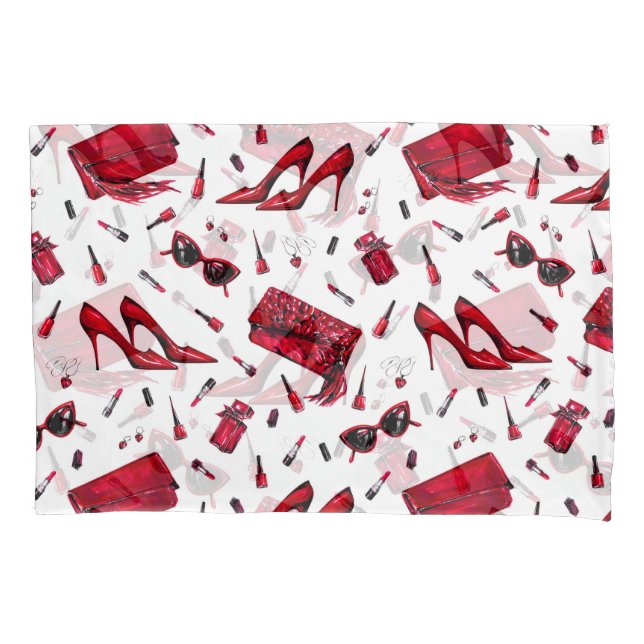 Red heels, fashion accessories pattern. pillow case (Front)