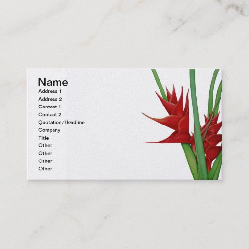 Customizable Red Heliconia Watercolour Business Cards